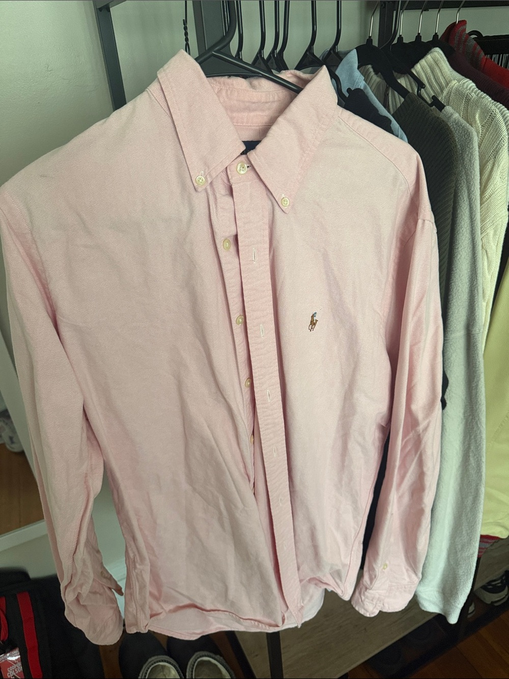 Ralph Lauren Light Pink Button-Down Oxford Shirt with Embroidered Pony